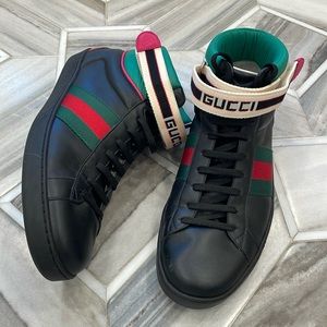 Men’s Gucci Ace black mid top sneakers